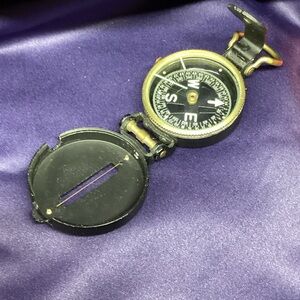 Vintage Black &  Brass Lensatio Compass, “not liquid filled”